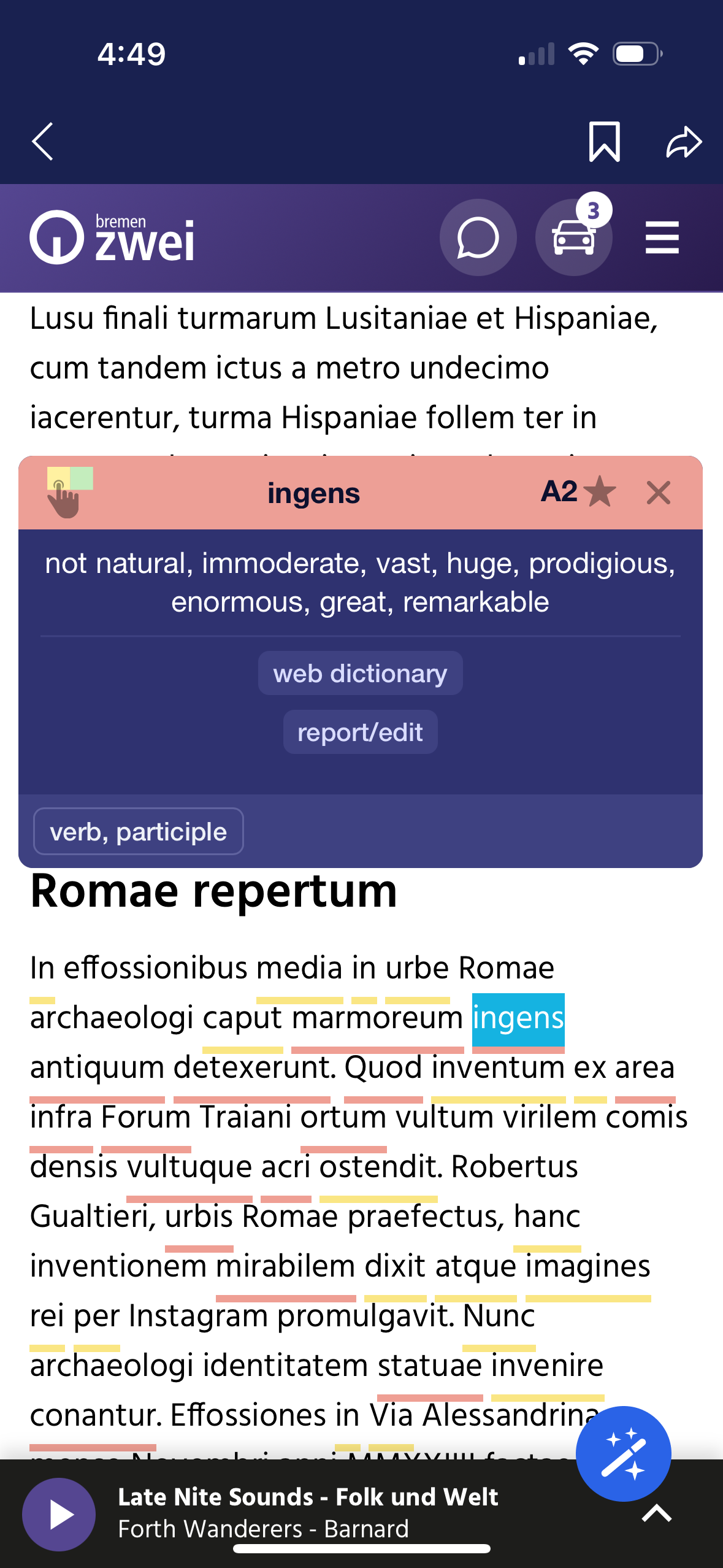Web Article Reading Interface